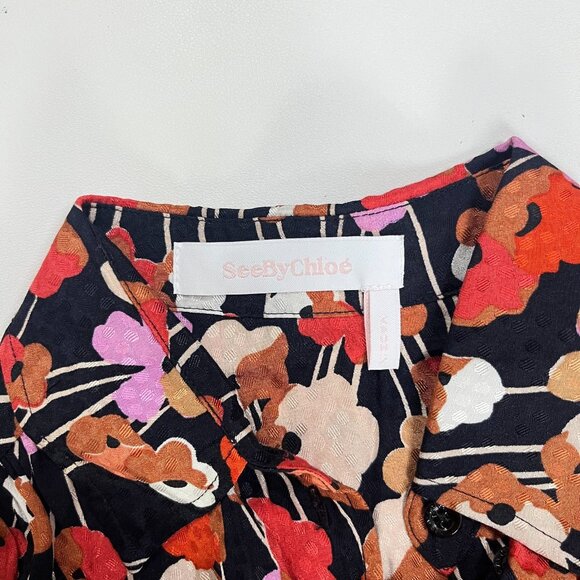$375 NWOT See By Chloé Floral Top Blouse Shirt Long Sleeve Size 42 Button Up - Picture 7 of 12